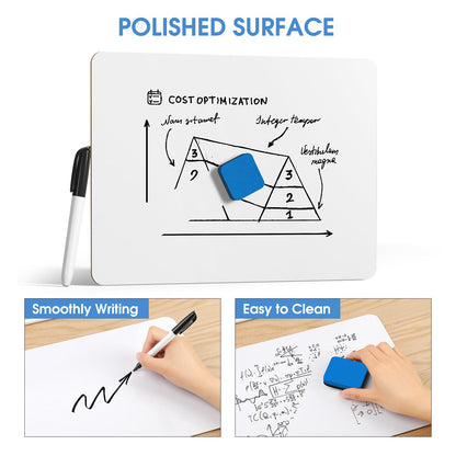 MaxGear Small White Board Dry Erase Boards 6 Pack, 9" x 12" Mini Whiteboard for Students School, Portable White Boards Mini Lapboards Including 6 Mini Dry Erase Erasers and 6 Markers