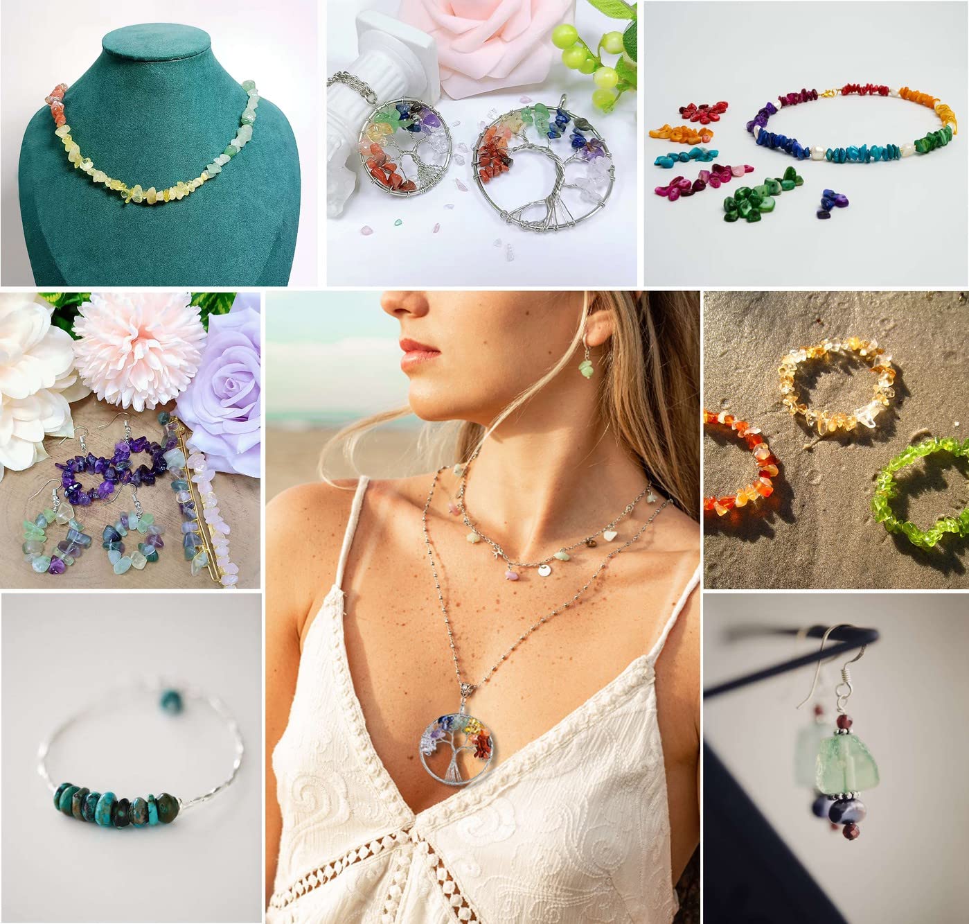 LAIDANLA Malachite 400pcs Natural Chip Stone Beads 5-8mm Healing Crystal Irregular Gemstones Drilled DIY Loose Rocks Bead Crystal for Bracelet Earrings Necklace Jewelry Making Crafting