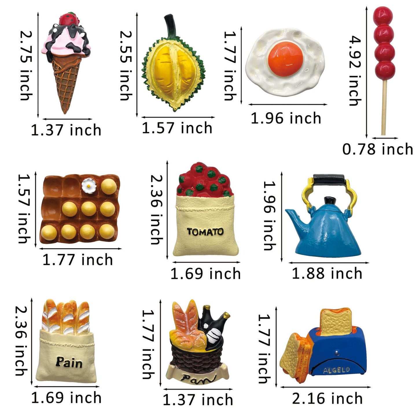 10 Pcs Food Refrigerator Magnets, 3D Resin Food Fridge Magnets, Cute Funny Breakfast Fridge Magnets for Refrigerator Microwave Whiteboard Home Decor