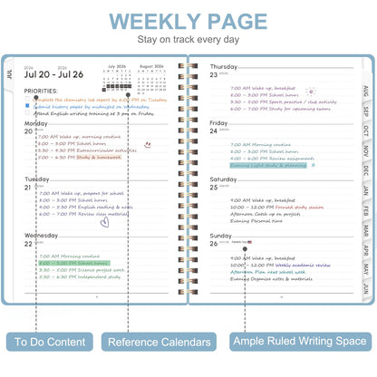 Planner 2026-2027, Weekly and Monthly Academic Planner, July 2026 - June 2027, Hardcover Calendar Agenda Book for School Year Planning, School Supplies for Teacher and Student, A5(6.3'' x 8.5'')