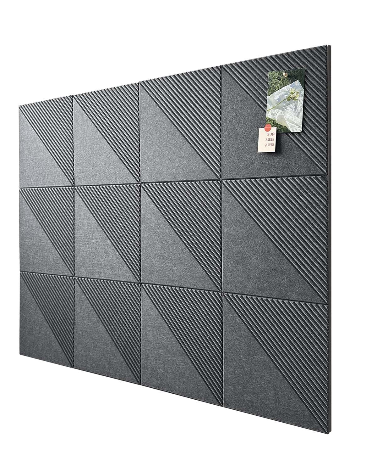 Large Cork Board for Walls 48"x 36", 12 Pack Felt Wall Tiles with Safe Removable Adhesive Tabs, Cork Board for Office,Pinboard Bulletin Board - Dark Grey