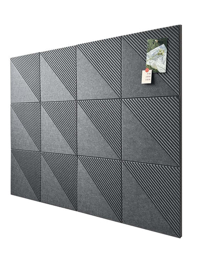 Large Cork Board for Walls 48"x 36", 12 Pack Felt Wall Tiles with Safe Removable Adhesive Tabs, Cork Board for Office,Pinboard Bulletin Board - Dark Grey