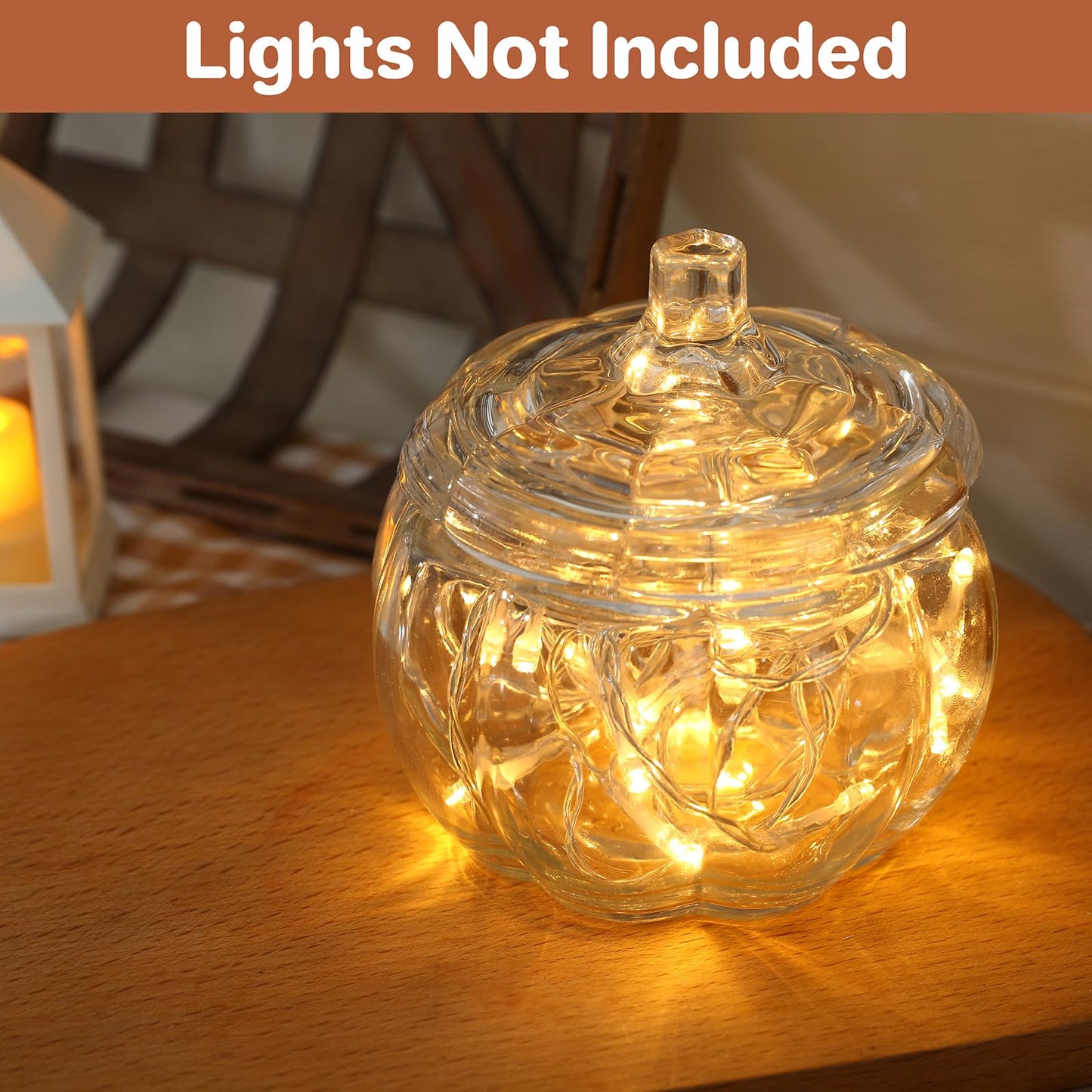 FunouHome Halloween Decorations-2 PCS Glass Pumpkin Jars with Lid-Halloween Candy Storage for Home Fall Thanksgiving Halloween Party Centerpieces Decor