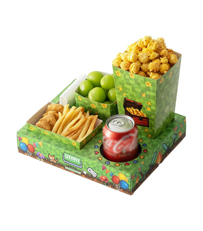 Baffect Movie Night Snack Trays 100pcs Include 20 Pixel Party Trays, 20 Popcorn Boxes, 20 Salad Bowls, 20 Nacho Bowls, 20 Movie Party Invitations, Outdoor Movie Night Supplies For Nacho Bar
