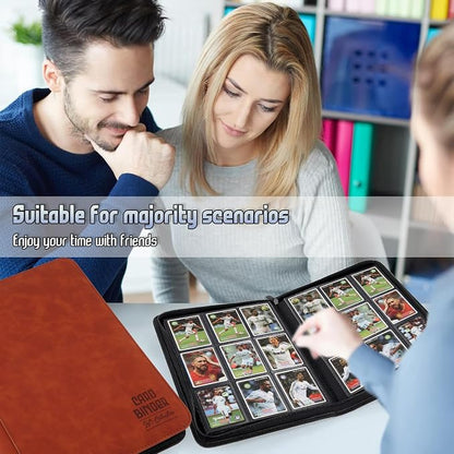 Trading Card Binder, Premium 9 Pocket Double Sided 540 Pocket PU Card Collection Binder, Collectible Trading Card Albums for MTG, TCG, Sport Card, Game Cards (Brown)