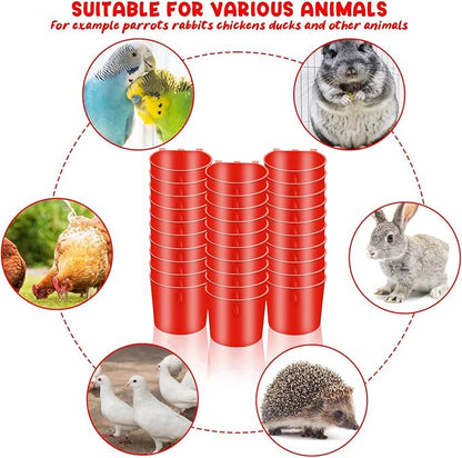 30 Pcs Chicken Coop Feeder Water Cup,8 oz Cage Cups Chicken Feeder Waterer, Cage Cups Birds Hanging Feeders, Chicken Feeder Water Bowl for Parakeet Poultry Pigeon Bunny Wire Cage (Red)
