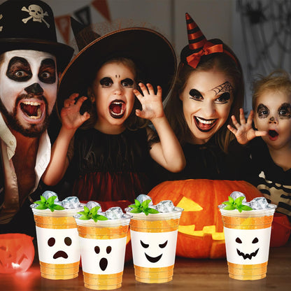 Jingmore 48 Pcs Halloween 12 oz Plastic Cups Ghost Design Disposable Cups for Halloween Party Beer Beverage Ice Cream Snacks