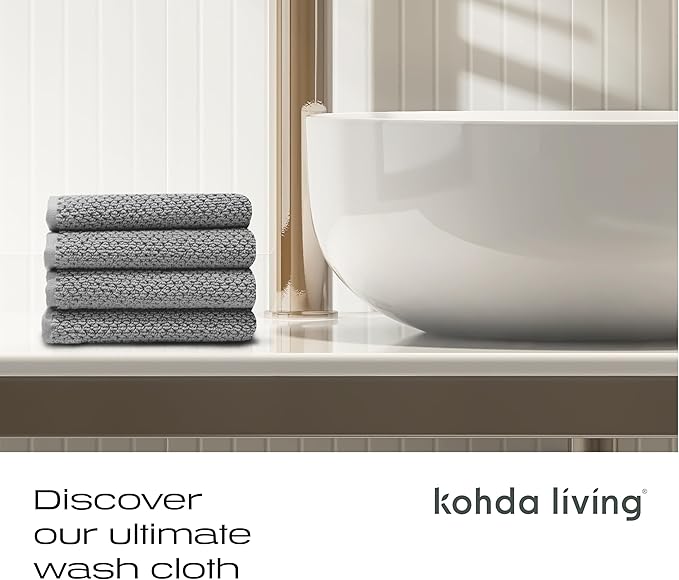 Luxury Silver-Infused Gray Washcloths 4-Pack, 12.9"x12.9"