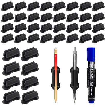VZZNN Adhesive Pencil Holders for Desk, 40 PCS Silicone Pencil Holder for Desk,Marker Holder, Adhesive Pen Holder for Classroom Clipboard Attachment, for School Office Accessories,Teacher Supplies