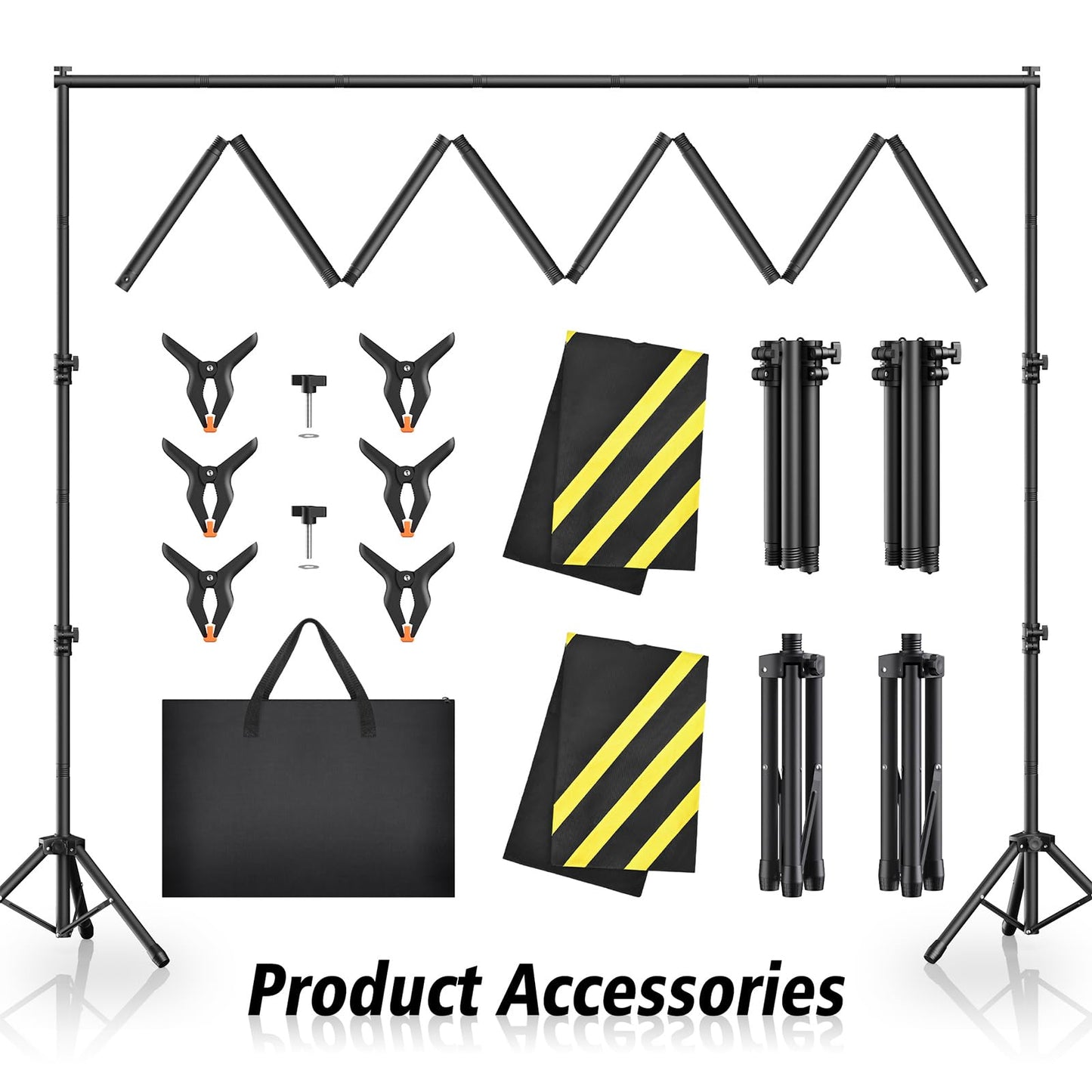 Forlogic Backdrop Stand 10x7.5ft(WxH), Heavy Duty Adjustable Photo Back Drop Stand kit, Suitable for Party, Photography, Weddings
