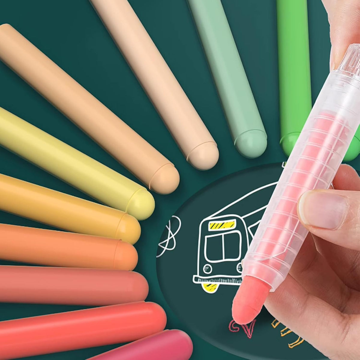 MOMJOY Dustless Kids Chalk Set,Washable Chalks for Toddlers, Non-Toxic Colored Chalk Sticks, Blackboard & Sidewalk Fun for Indoor Outdoor Toys&School Use（15PCS）