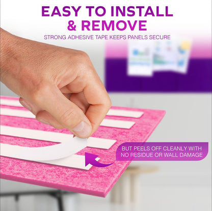 Large CorkBoard - 48x36 inches, 12 Felt Board Tiles with Removable Adhesive Tape Cork Boards for Walls Cork Board for Office Pin Board Bulletin Board (30x30, Magenta Ombre Collection)