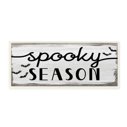 'Spooky Season Sign Black Bats Halloween Phrase'| Wall Plaque Art