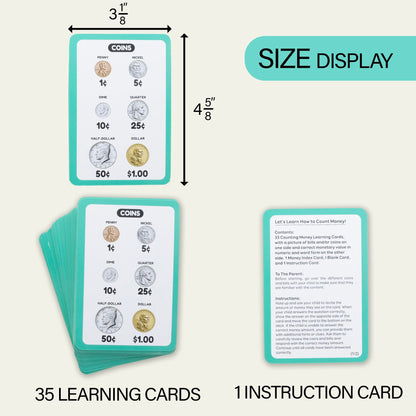 BAZIC Products Money Flash Cards Learn to Count Money, Recognize Bills and Coins USA Currency, Interactive Learning Flashcards Kindergarten School Home (36/Pack), 72-Pack