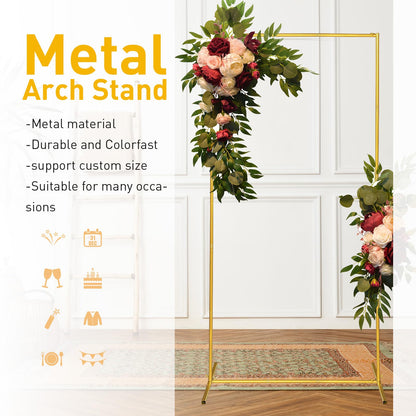 CHUN QIANG CAI DESIGN Metal Wedding Arch Backdrop Stand 6.6x5 FT Gold Square Balloon Arch Frame for Wedding, Birthday Party, Baby Shower Ceremony Decoration