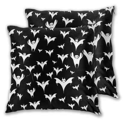 Xzyopcwx Halloween Goth Bats and Moon 2 Pack Throw Pillow Covers Sofa Cushions Covers Living Room Bedroom Bed Covers Car Lumbar Covers 18x18 Inches