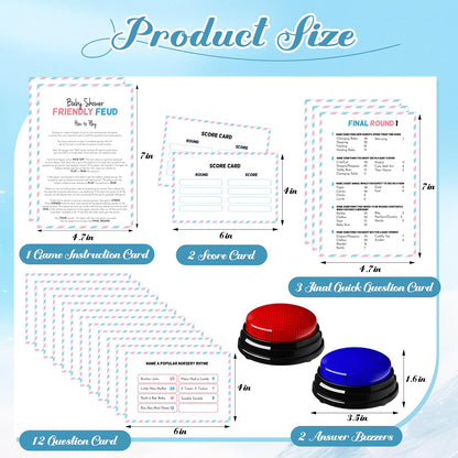 Humyoun Baby Shower Friendly Feud Game with 2 Answer Buzzers, Feud Card for Family Game Night Fun Trivia Quiz for Party Office Class Groups Team Building