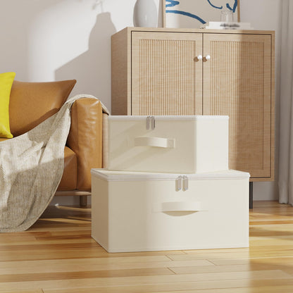 GUOHNHE Storage Bins with Zipper, Cube Organizer Basket with Lid, Collapsible Stackable Closet Boxes, for Home and Bedroom, 1 Pack, Beige, 11.8 x 7.9 x 6.3 In, XSNY16BES-1