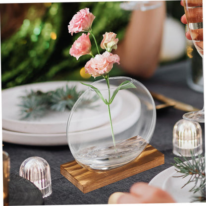 UPKOCH 2Sets Clear Glass Vases with Natural Eucalyptus Base Small Plant Terrarium for Home Decor Hydroponic Display Artistic Design for Indoor Plants and Decorative