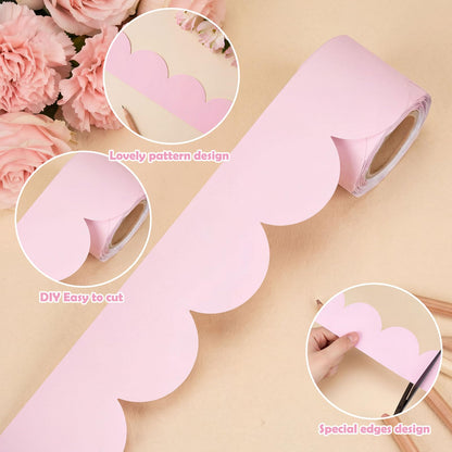 Trandraft 2 Rolls 65.6ft Pink Notebook Bulletin Board Border Decor Composition Border Trim Decor Pink Back to School Classroom Decoration for School Classroom Chalkboard Home Office Party