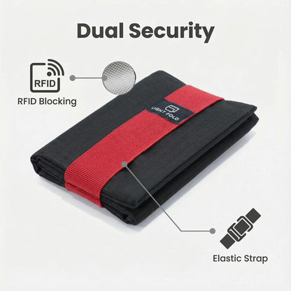 LIGHT FOLD Ultra Slim Tri-Fold Wallet with RFID Blocking, Lightweight Minimalist Men’s Wallet with Elastic Band, Waterproof Durable Nylon Fabric, Slim Front Pocket Card Holder Fits 12 Cards & Cash