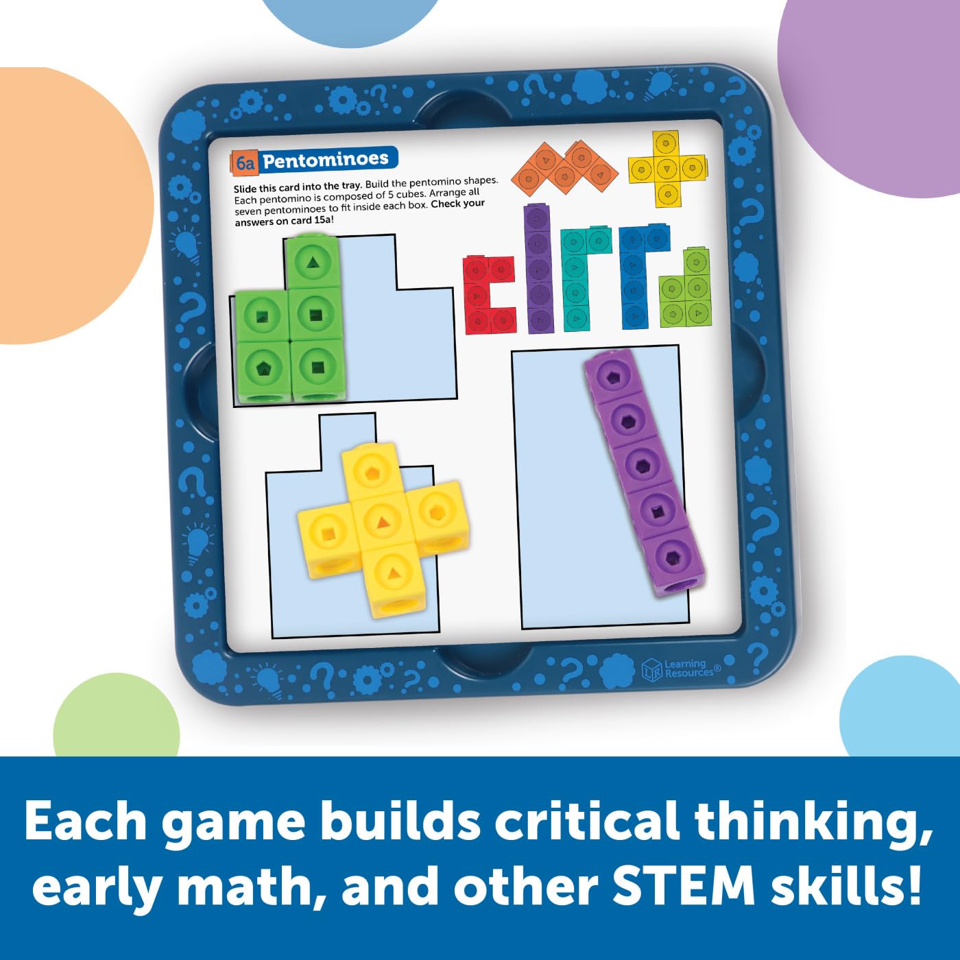 Learning Resources MathLink Cubes Brain Puzzle Challenge, 80 Pieces, Ages 5+, Classroom Must Haves, Preschool Activities, Teacher School Supplies, Math Manipulatives