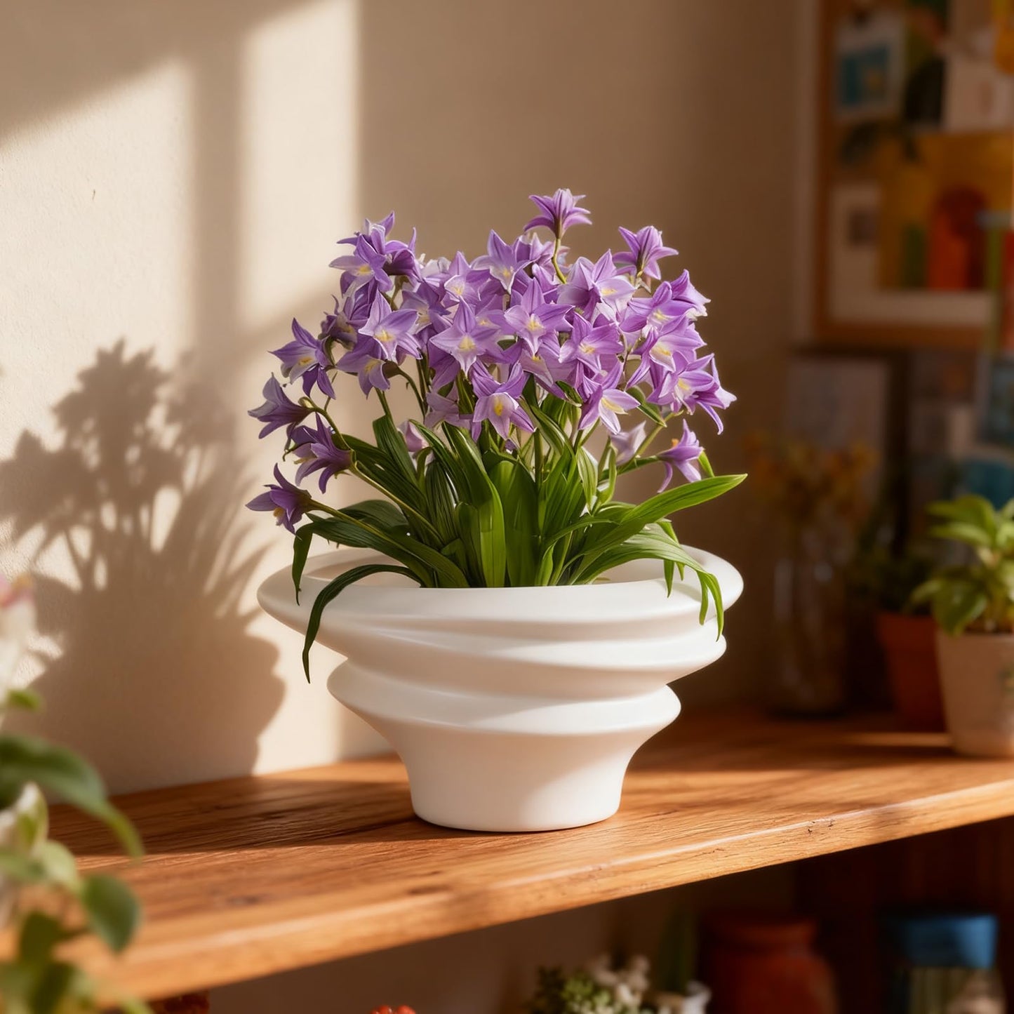 OXART 8.5 inch Ceramic Plant Pot, Plant Pots for Indoor Plants with Drainage, Outdoor Flower Pots Home Office Decorative Planters Pot for Succulent, Snake Plant and Pothos, White