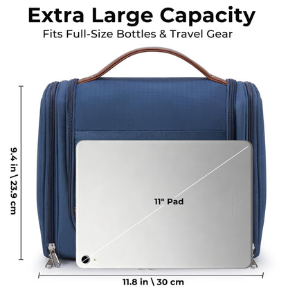 Ralnitote Large Hanging Toiletry Bag for Men, Travel Bathroom Bag with Hook, Hygiene Bag Organizer for Shower, Shaving & Grooming Essentials, Navy