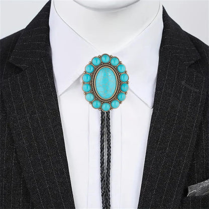 GelConnie Turquoise Bolo Tie for Men Womens Bolo Tie Cowboy Necktie Natural Stone Bolo Ties Necklace