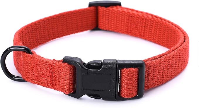 Mile High Life Soft & Strong Poly Cotton Collar - Adjustable with Quick Release Buckle for Small to Large Dogs, Red