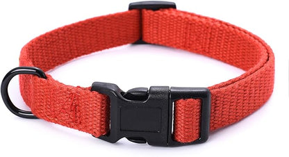 Mile High Life Soft & Strong Poly Cotton Collar - Adjustable with Quick Release Buckle for Small to Large Dogs, Red