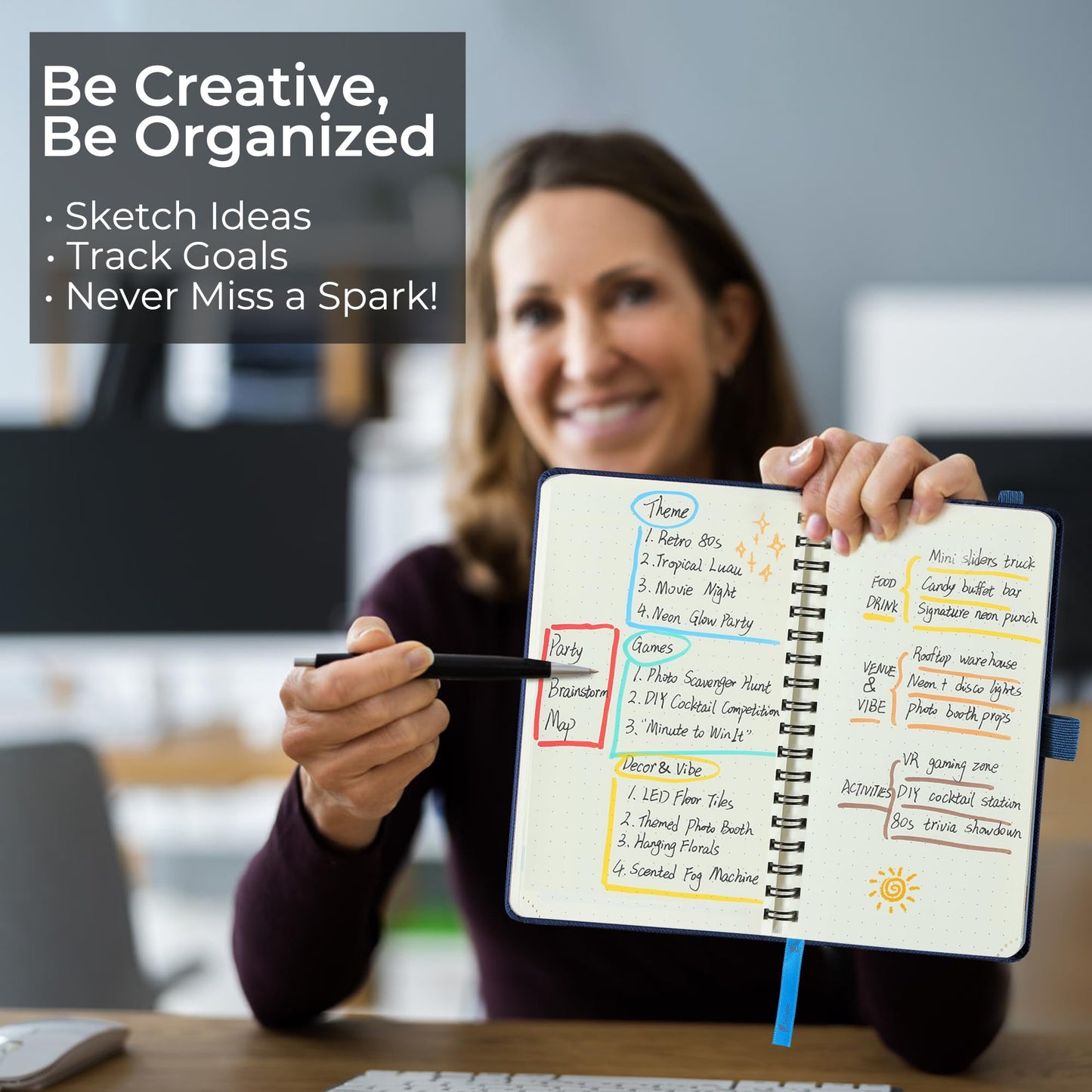 IN-LUXPRO Planner 2026-2027 Daily Weekly and Monthly,6.5"x3.75",18 Months Spiral Bound Calendar Agenda with Self-adhesive Pen Holder,2026 Academic Plan with Vegan Leather Soft Cover,Blue