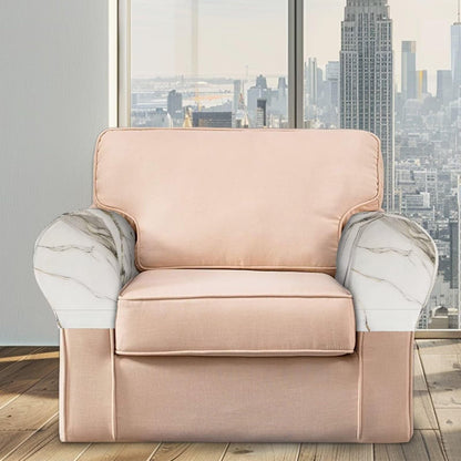 Qehuruxo White Marble Sofa Arm Covers Stretch Armrest Covers Washable Couch Arm Cover Stains Resistant Recliner Armchair Cover Anti-Slip Armrest Slipcovers Set of 2 Furniture Protector