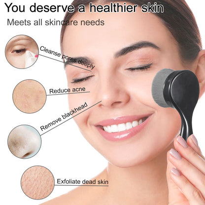 2 Pack Soft Bristle Facial Cleansing Brush for Deep Pore Cleaning, Face Exfoliating Scrub Brush for Face Cleansing Skincare Massaging (Pink and Jade White)