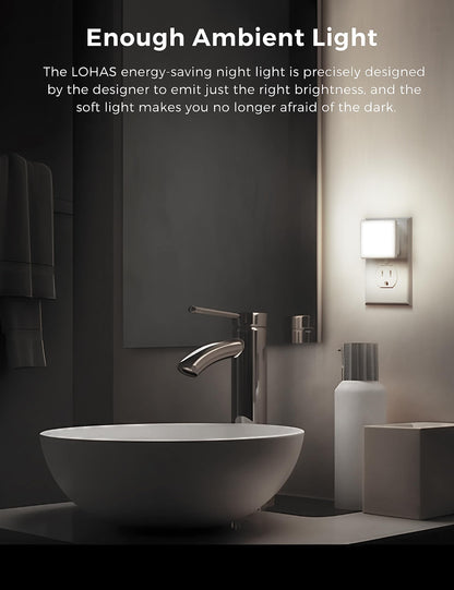 L LOHAS LED Night Lights Plug into Wall, [6-Pack] Plug in Night Light, Dusk-to-Dawn Sensor, 3000K Soft White 0.3W Bright Nightlight Auto-On/Off for Adults Kids Room Bedroom Bathroom Hallway Kitchen