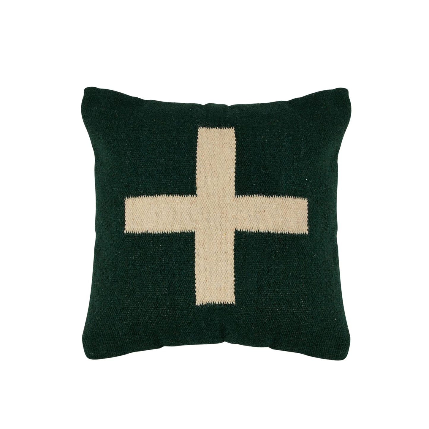 Creative Co-Op Swiss Cross Cotton Wool Throw Natural Pillow, std, Cream and Black