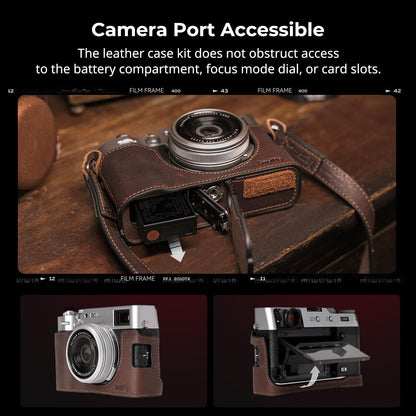 SMALLRIG Leather Case Kit for FUJIFILM X100VI, Including Half Case, Flip Cover and Shoulder Strap, Genuine Leather Material, Portable and Protecting - 4558