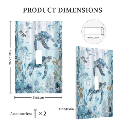 OILbiexn Decorative Light Switch Cover Blue Sea Animal Sea Turtle Seaweed Ocean Plant 1 Gang Wallplates Single Toggle Outlet Covers Switch Plate Electrical Faceplate for Bathroom Bedroom Decor