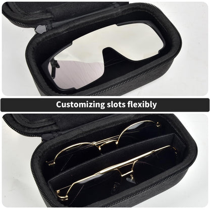 Travel Sunglass Organizer Case for Sojos/for Goodr/for Quay Polarized Sunglasses Men Women,2 Pairs Trendy Glasses Storage Box for Retro Oval/Rectangle Aviator Shady Rays Sun Glasses(Bag Only)-Black,XS
