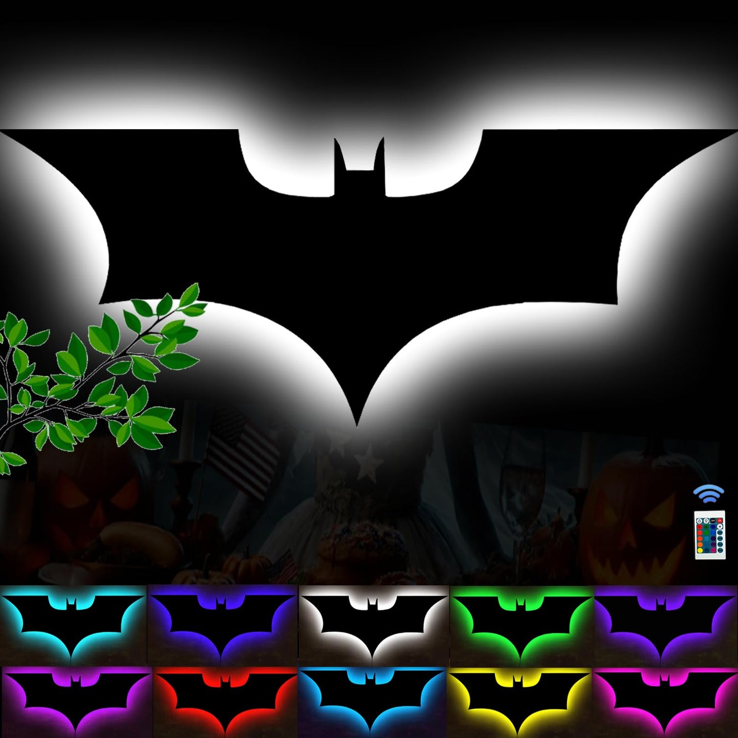 Bat Lamp Neon Sign LED Bat Signal Night Light 16 Colors Adjustable Man Cave Party Home Bedroom Christmas Halloween Decoration Lights Birthday Gifts
