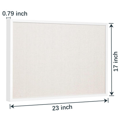 OWLKELA 17"x23" inch Linen Cork Board, White Frame, with 20 Pushpins, Bulletin Board with Linen, Ideal for School, Home & Office