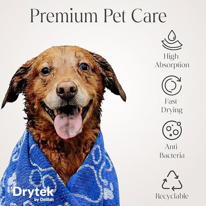 Delilah Home Drytek Dog Towel - Quick-Dry Pet Towel for Large Dogs, Ultra Absorbent & Odor-Resistant - Lightweight Sand-Resistant for Outdoor Bath, Grooming Supplies, Beach & Travel - 30x54 in - Navy