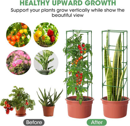 MQUPIN Tomato Cages,3 Packs Square Tomato Cage for Garden Plant Support,41 * 15 * 15in Heavy Duty Steel Plant Tower Stakes Trellis for Climbing Vegetables Flowers Fruits