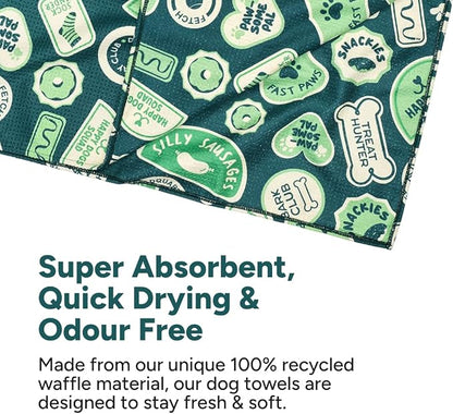 Dock & Bay Pet Towel - Super Absorbent & Quick Drying Dog Towels with Bag - 100% Recycled - Dog & Bay Club, Medium (90x50cm, 35x19)