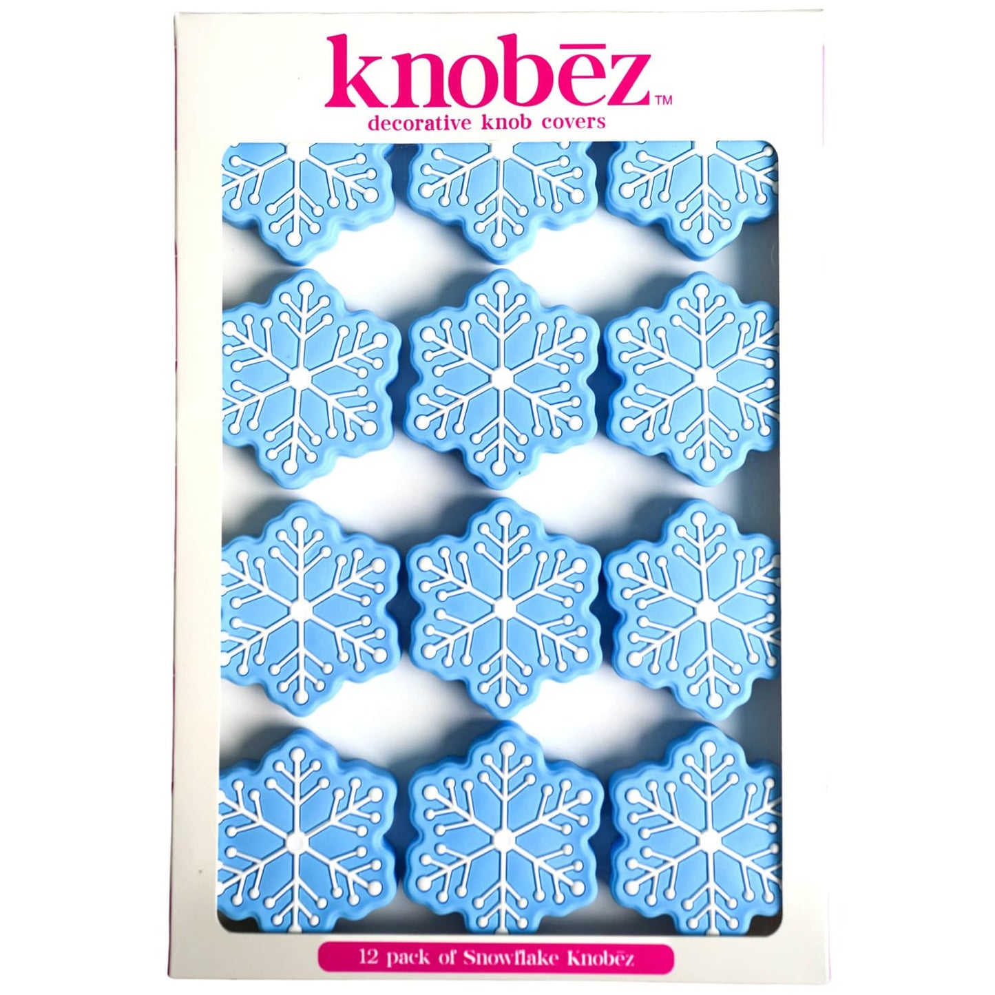 Knobēz: 12pk Snowflake Decorative Knob Covers - Blue Winter Cabinet Decor
