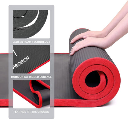 PROIRON Yoga Mat Eco Friendly NBR All-Purpose 10mm Thick Non-Slip Exercise Mat High Density Anti-Tear Pilates Mat with Carrying Strap for Yoga Pilates and Gymnastics - 183cm x 66cm x 1cm - 7 Colours(Only official brand : PROIRON)