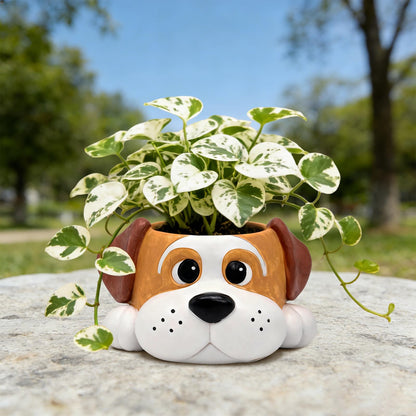 YOUOIVIA Cute Dog Planters for Indoor Outdoor Plants - Resin Animal Plant Pots for Home Office Decor - Funny Window Garden Flower Pot with Drainage Hole - Unique Succulent Pots Gift for Plant Lovers