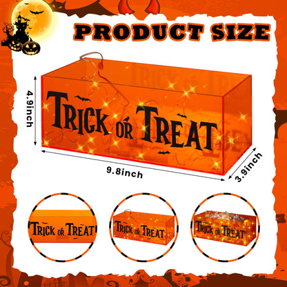 Wenqik 1 Set Halloween Candy Bowl with Light Battery Box Light Up Trick or Treat Candy Box Dish Holder for Halloween Decor Party Supplies Serving Gift (Orange)