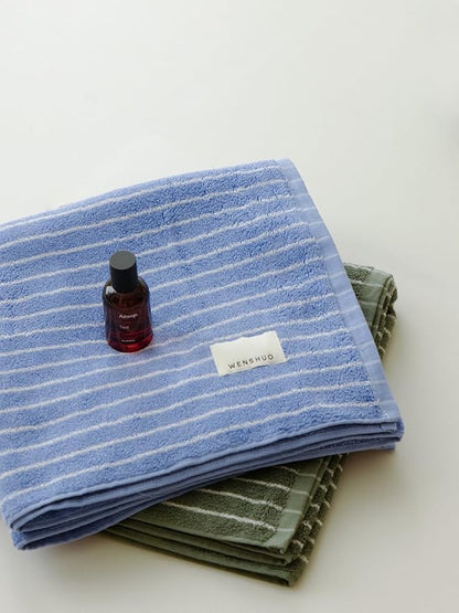 WENSHUO Azure Holiday-Striped Pure Cotton Hand Towel, 100% Combed Cotton