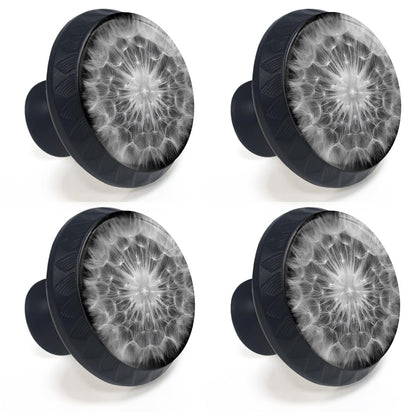 Artinhand 4 Pack White Dandelion Cabinet Knobs for Kitchen Bathroom